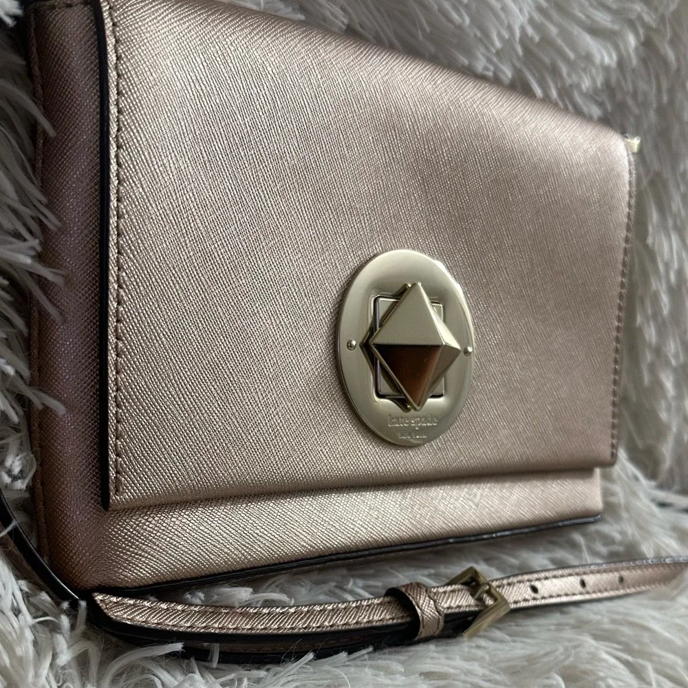 Kate Spade Sally Newbury Lane 100% Leather Crossbody Bag In Rose-gold - NWOT